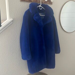 Blue faux fur jacket